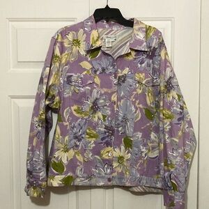 Coldwater Creek Purple Floral Jean Jacket